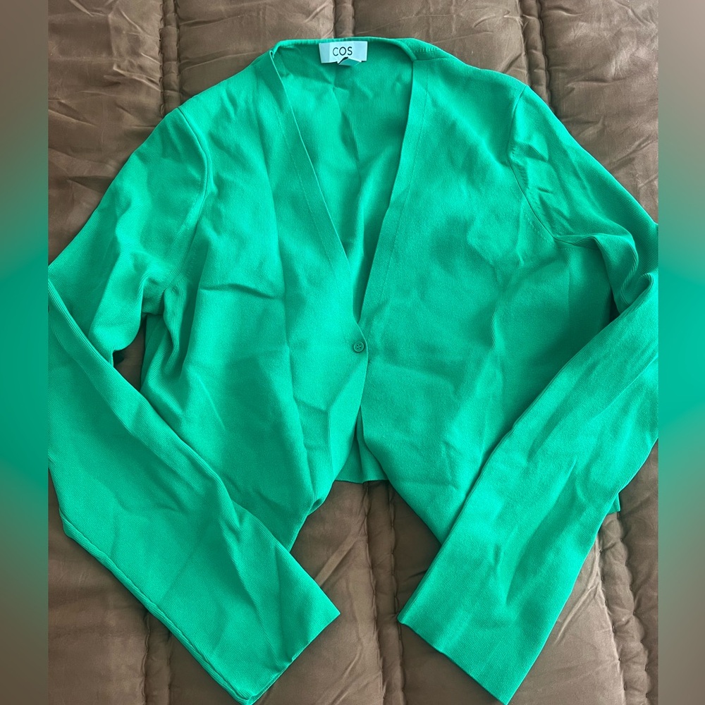 COS Emerald Green Knit one button cardigan